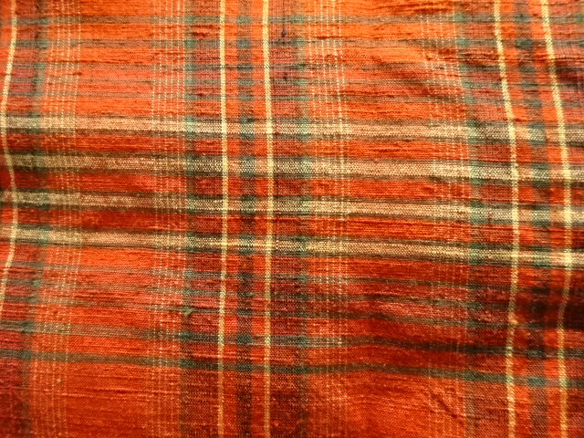  格子織り出し手織り真綿紬道行コート